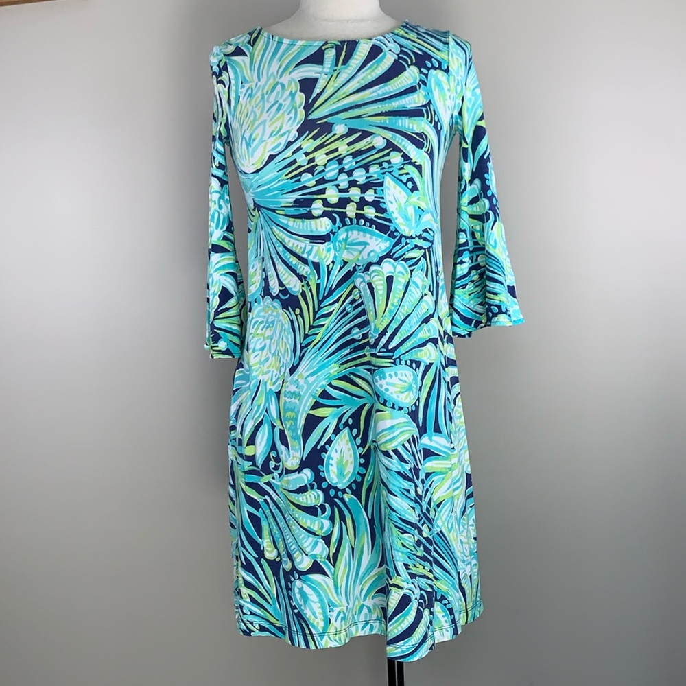 Ophelia Swing Dress in Bright Navy‎ Lilly Pulitzer Party Like A Flock Star  XXS